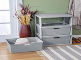 (2 pack) Wide 3 Drawer Tower, Plastic Storage Organizer with Removable Decorative Bins, Easy to 76064379