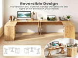 Reversible L-Shaped Computer Desk, Oak Finish Corner Writing Desk with Drawer & Storage Cabinet, 15869788