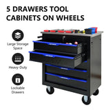 5 DRAWERS MULTIFUNCTIONAL TOOL CART WITH WHEELS-BLACKBLUE W1102P182232