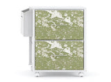 Wood Filing Cabinet with Casters, White Fluted, Iron Clad Wood, Melamine Faced, 2 Small Drawers 89144911