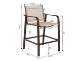 2pcs Wrought Iron Brown Frame Beige Cloth Surface Garden Bar Chair 90913545