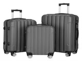 ABS Trolley Case 20in 24in 28in 3PCS Suitcase Set Striped Textured Suitcase Dark Gray 51629479