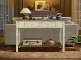 Vintage Two - Drawer Console Table with Open Shelf, Distressed Finish for Entryway & Living Room W2295P366795