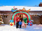 10FT Lighted Christmas Inflatable Archway, Inflatable Arch with Reindeer Pulling Santa's Sleigh, 88336718
