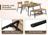 BrownBlack 4-Piece Dining Table Set with Bench & 2 Chairs, Space-Saving Tuck-under Design 57094124