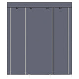 ZNTS 69" Portable Clothes Closet Non-Woven Fabric Wardrobe Double Rod Storage Organizer Gray 98225165