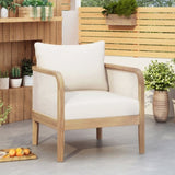 Outdoor Acacia Wood Patio Club Chair, Textilene Patio Furniture,Waterproof Thick Cushion Deep WF532233BGE