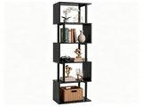5-Tier S-Shaped Bookshelf, Modern Geometric Freestanding Display Shelf with Heavy-Duty Metal Frame, 09498563