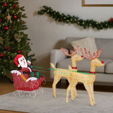Lighted Reindeer Pulling Sleigh Christmas Decorations, Pre-lit Holiday Decor with270Warm White 72364050