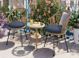 Outdoor Leisure Set, 2 Rattan Single Chairs with A Glass Round Table, Perfectly Suited for N711P256422V