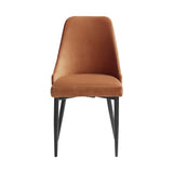 ZNTS Modern Sleek Design Velvet Fabric Orange Side Chair Set of 2 Black Finish Metal Legs Dining B011134424