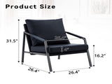 Black Faux Leather Accent Chair with Black Metal Frame and Armrests 74273429