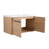 LEVISTAR Oak 36 Inch Bathroom Vanity with resin Countertop Sink, 2 Doors Bathroom Cabinet Set W1972P165045