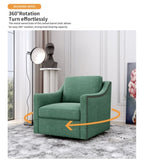 360 Degree Swivel Armchair Cotton linen skin-friendly fabric Ergonomic design Brass nail decorative W2113127462