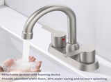 2 Handles Bathroom Sink Faucet, Brushed Nickel Centerset RV Bathroom Faucets for 3 Hole pop-up 05768411