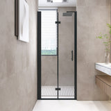 32 "x 72" Bifold Shower Door, 1/4" Tempered Glass, Matte Black Aluminum Frame, Explosion Proof W1675P307147