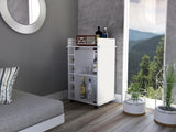 Dukat Bar Cart,Two Shelves, Six Built-in Wine Rack, Four Casters -White B20091850