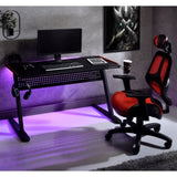Black and Red Gaming Desk with LED Light and USB Port B062P209327