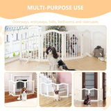 27.6" Height Tall Freestanding Pet Gate, 4 Panels Foldable Dog Gate, Solid Wood Folding Safety Fence 04478845
