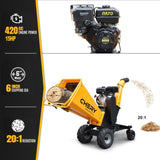 ZNTS 6'' Inch 420cc 15hp Pull Start Gas Powered 4-Wheels Wood Chipper Shredder Mulcher with Towbar/Stop W2089P218632