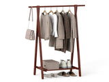 Solid Rubber Wood Folding Coat Rack, A-Frame Standing Clothes Rack with Bottom Storage Shelf 47060129