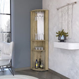 Oregon Corner Bar Cabinet, 3-Tier Shelf with Glass Rack B128P176134