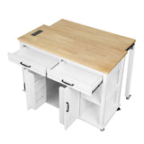 K&K 47 inch Kitchen Island with Extendable Dining Table, Rubber Wood Veneer Kitchen Table with N707P215327W