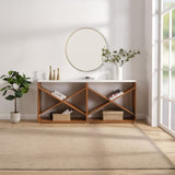 70.87 inch Farmhouse Console Table, X Shape Detachable ExtraLong Table with Storage for Entryway, W2317P233342