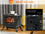 Electric Fireplace Freestanding Fireplace Stove with Realistic Logs 14.75"x9"x17.25" Black 07467903