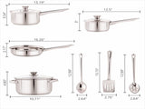 Stainless Steel 10-Piece Cookware Set with Lids and Utensils 33988809