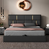 ZNTS Queen Size Upholstered Platform Bed with Hydraulic Storage System,No Box Spring Needed,Black WF310943AAB