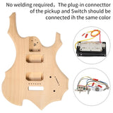 ZNTS DIY 6 String Flame Shaped Style Electric Guitar Kits with Mahogany Body, Maple Neck and Accessories 68229901