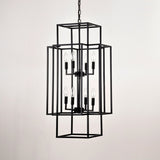 8-Light Metal Lantern Tiered Pendant Hanging Light Fixtures, Industrial Farmhouse Adjustable Height W1592P247044