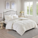 King/Cal King 3 Piece Tufted Cotton Chenille Damask Duvet Cover Set B03597341