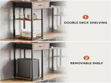 48 Inch Computer Desk with 2 Fabric Drawer Storage Shelf Gaming Writing Table, Rustic Brown 00069430