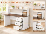 Home Office Computer Writing Desk with 3 Drawers and Storage Shelves T3971P612020