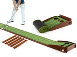 10ft Golf Putting Mat - Automatic Ball Return, 3 Hole Sizes , BrownGreen 52404563