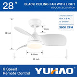 ZNTS 28 In Intergrated LED Ceiling Fan Lighting with White ABS Blade W1367P182807