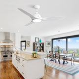 52 Inch Modern Ceiling Fan with 22W LED Light, 3 ABS Fan Blades DC Motor White Ceiling Fan for W882P195914