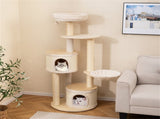 60 Inch Tall Wooden Cat Tree Multi-Level Cat Tower with Sisal Scratching Posts & Condos for Indoor 82107239