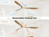 60 Inch Indoor Modern Ceiling Fan With 3 Color Dimmable 6 Speed Remote Control 3 Solid Wood Blade W934P145959