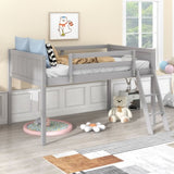 ZNTS Twin Size Wood Low Loft Bed with Ladder, ladder can be placed on the left or right, Gray 92722703