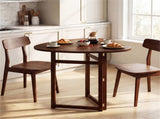 31.5" Small Folding Dining Table, Walnut Solid Wood Foldable Kitchen Table for 2 People 10727353