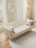 71 inch convertible love seat sofa, American retro beige velvet, suitable for small living room, W165878946