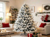 7ft Flocked Christmas Tree Hinged Design 2679 Tips 350 Warm White LEDs 04971051