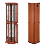 Corner Curio Cabinet with Lights, Adjustable Tempered Glass Shelves, Mirrored Back, Display W1693111239