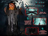 6ft Skull-Headed Pumpkin Man with Orange Eyes, Bullet-Shaped Head, Ghostly Scream, Voice-Activated, 72712111