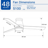 ZNTS 48" Bruched Nickel Lowe Profile Ceiling Fan with Light W1367P247066