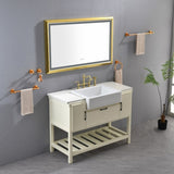 48x30 Inch LED Frontlit Bathroom Mirror with Metal Frame, Wall Mounted Vanity Mirror with Smart 52931184