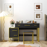 Makeup Vanity Set with Mirror , Dresser Table with Nightstand , with 4 Drawers W331P246721
